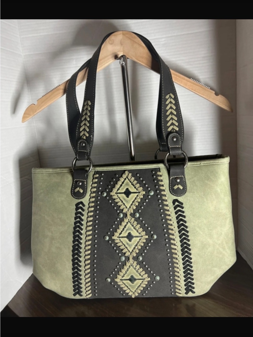 Montana West Tote Bag with Geometric Embroidery